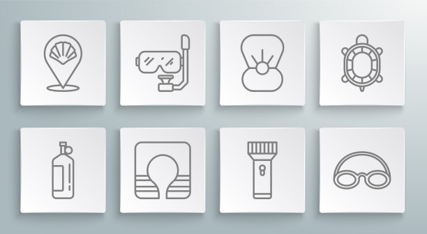 设定潜水面罩和浮潜生活线图片下载