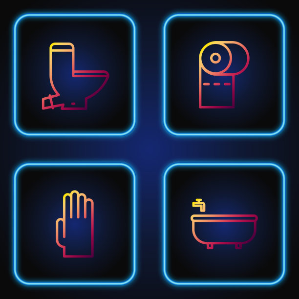 设置线浴缸橡胶手套和抽水马桶图片下载