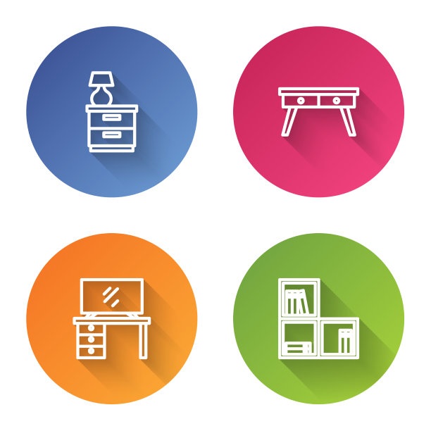 设置线家具床头柜与灯办公室图片下载