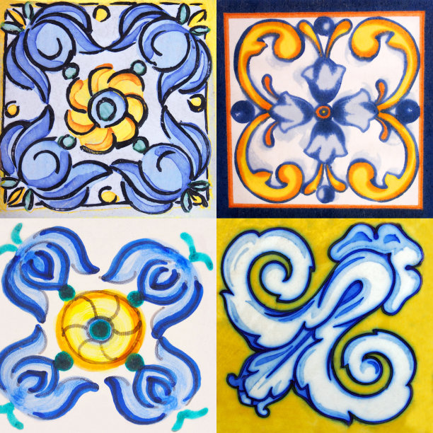 老房子立面传统瓷砖的细节。装饰瓷砖。瓦伦西亚传统瓷砖。花卉装饰。图片下载
