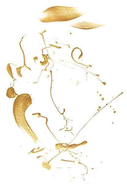 在白色背景上的金色绘画笔触和飞溅图片下载