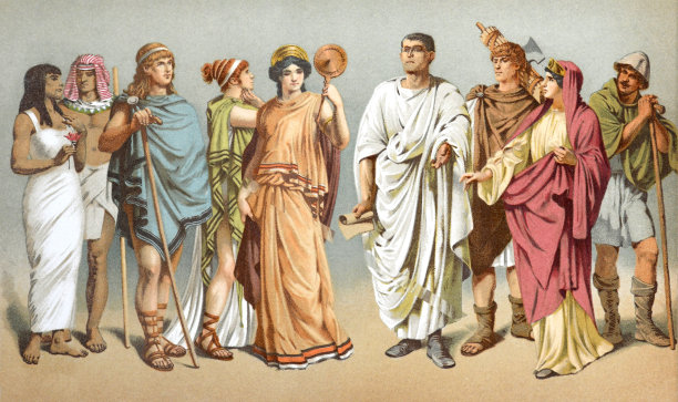 古埃及服饰：全彩复古埃及服饰系列（手绘雕刻插图，16至17世纪）图片下载