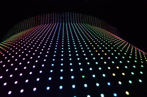 摘要分形背景在黑色背景上的彩色光点，高技术大数据人工智能图片下载