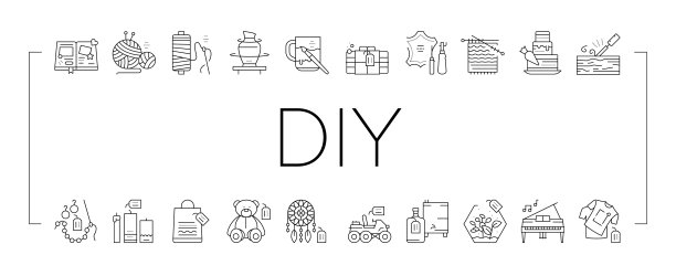 Diy工艺品手工收集图标集合向量。图片下载
