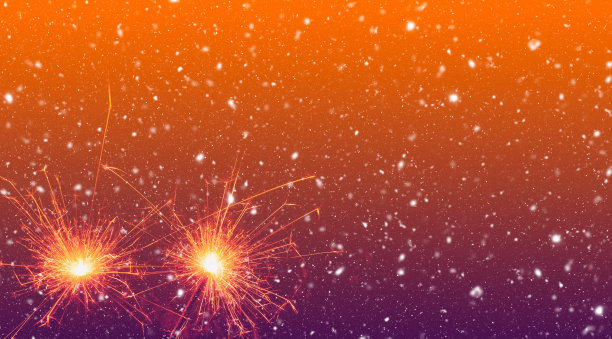 燃烧的火花在抽象的雪域背景。新年快乐。三维演示图片下载