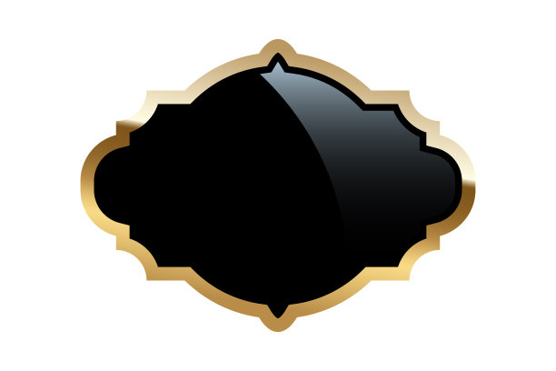 复古的黑色标签与黄金框架，空的复古贴纸的瓶子或食品包装图片下载