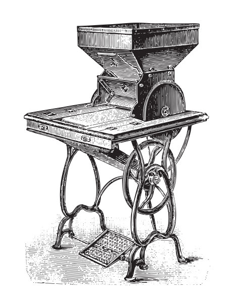 老式咖啡机-老式雕刻插图图片下载