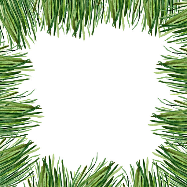 草绿色水彩方框图片下载