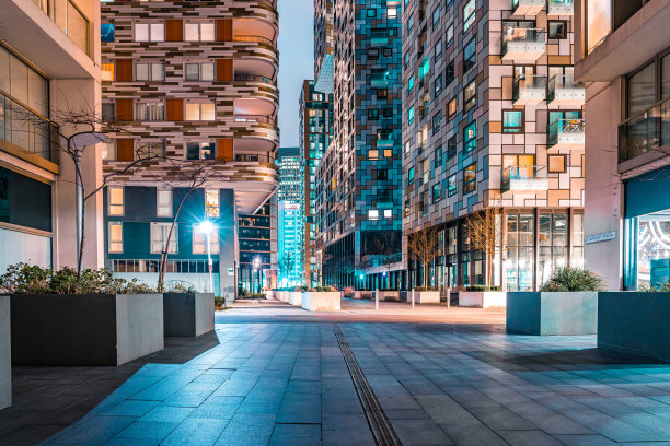 狗岛夜晚的住宅区街道图片下载