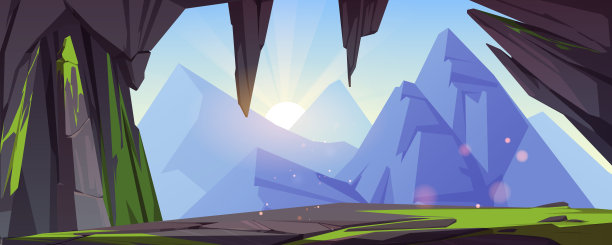 山洞入口处有山景山景图片下载