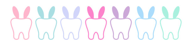 复活节兔子兔子牙齿牙齿图标设置孤立在白色背景上。图片下载