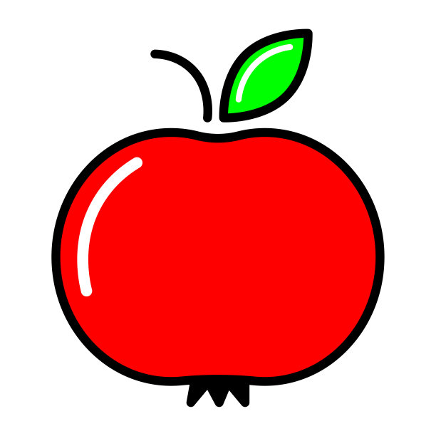 带红苹果的卡通图标。天然有机营养。矢量插图。股票的形象。图片下载