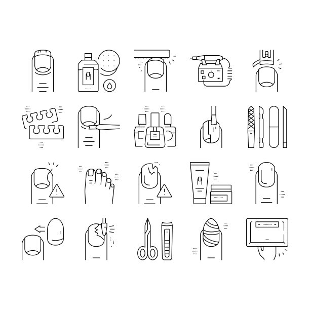 美甲和足部收集图标集向量。图片下载