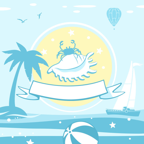 矢量插图模板热带海滩图片下载