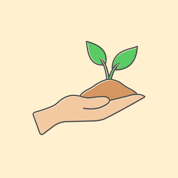 五彩缤纷的树叶在手上标志着环保的图标。图片下载