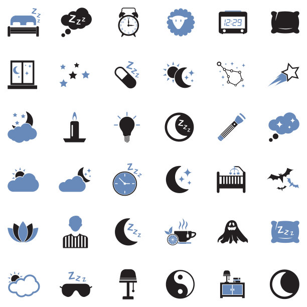 睡眠的图标。双色调平面设计。矢量插图。图片下载