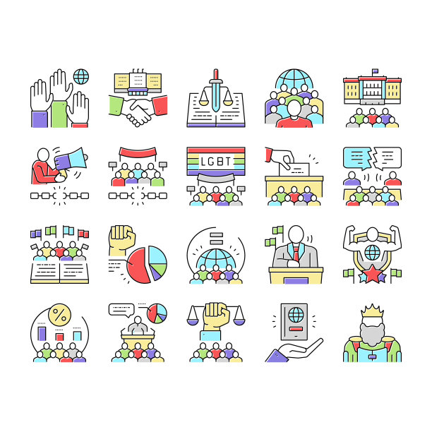 民主政府政治图标集矢量图片下载