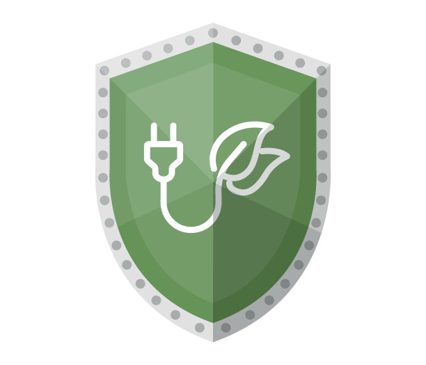 节约清洁和可再生能源的理念。盾和能量图标。矢量图标logo模板图片下载