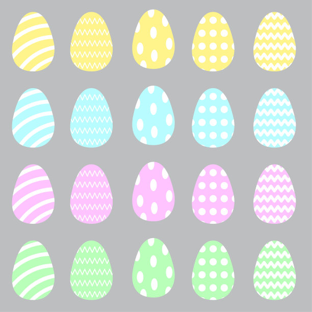复活节彩蛋设计，适用于各种用途。复活节快乐，春天复活节背景。矢量素材。图片下载