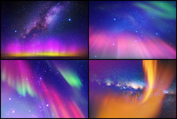 北极光和银河图片下载