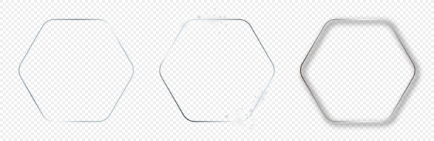 银色发光圆形六边形框架图片下载