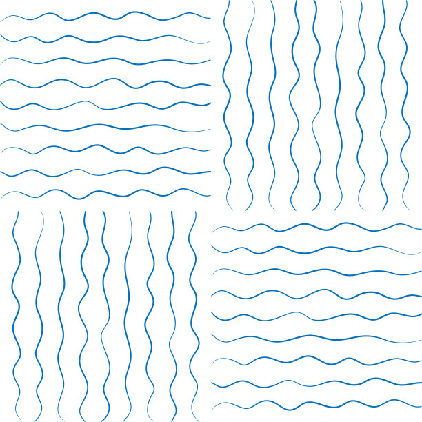 无缝图案与简单的极简手绘波浪矢量插图，墙纸和背景孤立在白色背景的设计图片下载