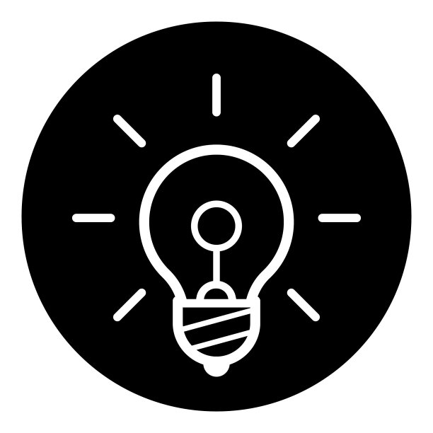 白色背景上的灯泡发光标志扁平图标图片下载