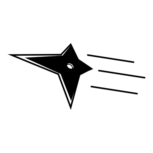 忍者飞镖星平面图标孤立在白色上图片下载