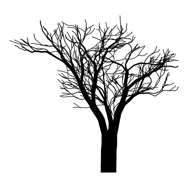 暗树平面图标孤立在白色背景上图片下载