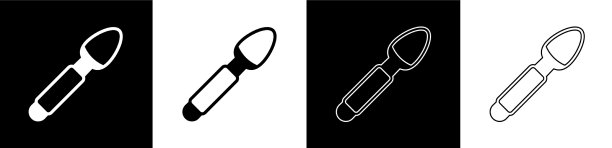 设置银匙图标孤立在黑色和白色图片下载