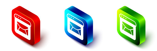 等距邮件和电子邮件图标孤立在白色上图片下载