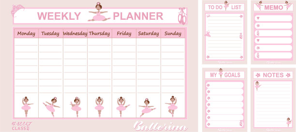 收集每周计划，要做的事，我的目标，备忘录，和芭蕾舞演员的笔记图片下载