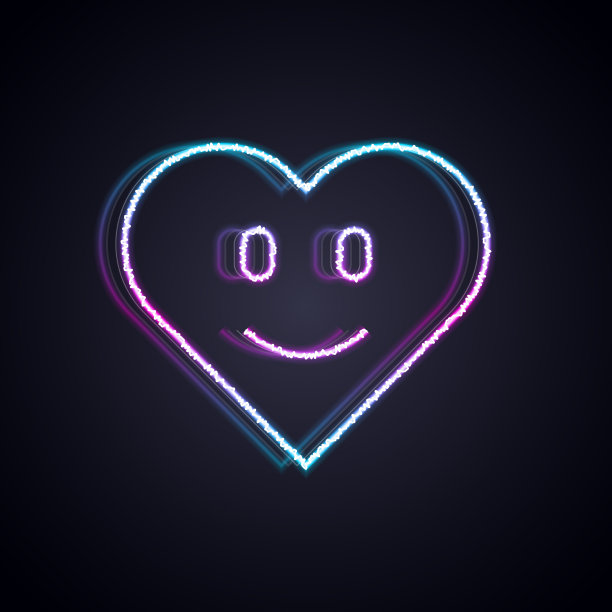 发光的霓虹灯线心脏图标孤立在黑色上图片下载