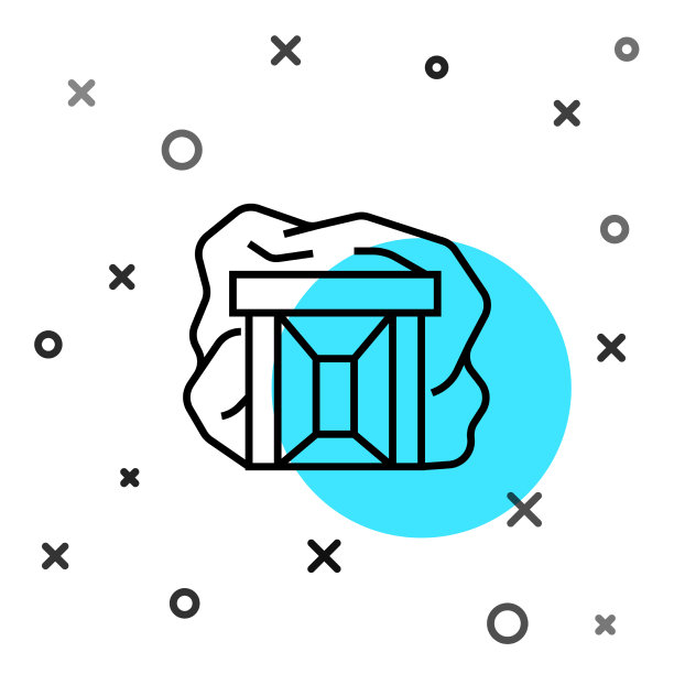 黑线金矿图标孤立在白色上图片下载