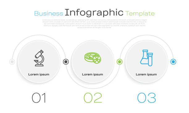 设有划线显微镜、有毒液体试管和。业务信息模板。向量图片下载