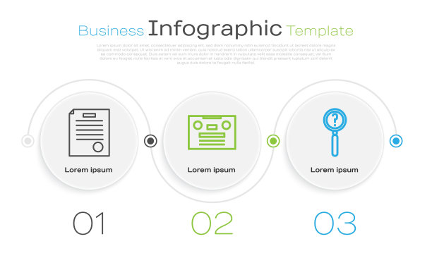 设定线逮捕令，复古磁带，放大镜和搜索。业务信息模板。向量图片下载
