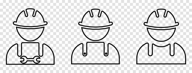 建筑工人线图标图片下载