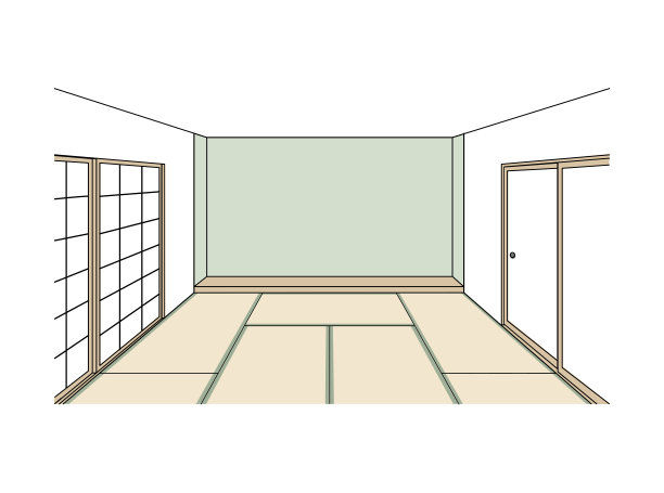 日本榻榻米房间透视插图图片下载