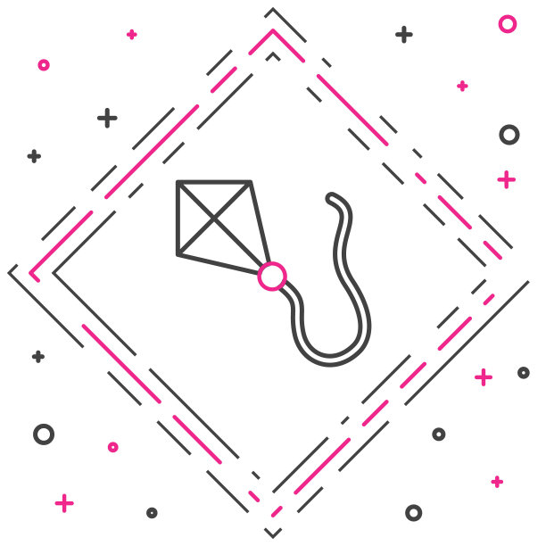 线风筝图标孤立在白色背景。色彩斑斓的轮廓的概念。向量图片下载