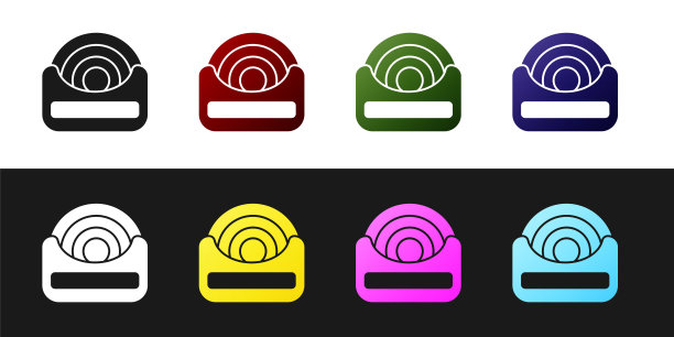 在黑白背景上设置孤立的牙线图标。向量图片下载