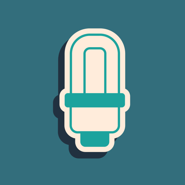 绿色LED灯泡图标孤立在绿色背景上。经济型LED照明灯泡。节约能源灯。长长的阴影风格。向量图片下载