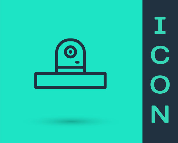 蓝色安全摄像头图标孤立在白色背景上。Logo设计模板元素。向量图片下载