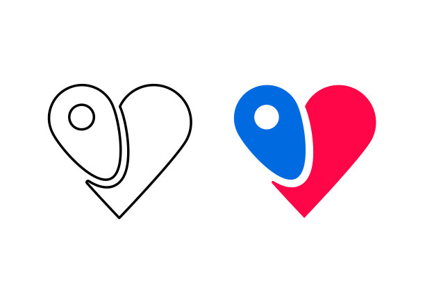 位置图标设置在现代心脏。妇女节书签图标从现代心脏图标。图片下载