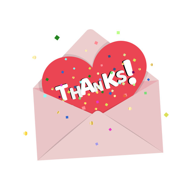 一封带有心形明信片的信和感谢。图片下载