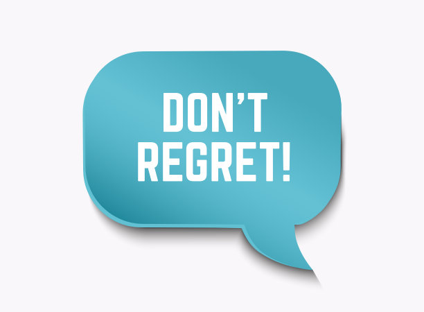 不后悔文字上蓝色的演讲气泡矢量插图图片下载