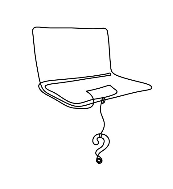 摘要笔记本电脑与问号作为线画在白色为背景图片下载