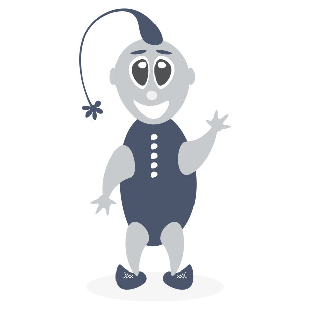 一个可爱的怪物，小男孩。卡通风格,性格。可爱的cyborg,机器人。蓝色，矢量插图。白色背景。图片下载