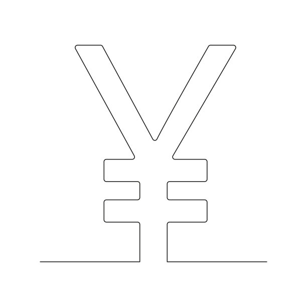 日元单线画符号。图片下载