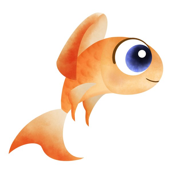 可爱的金鱼孤立在白色的背景上。图片下载