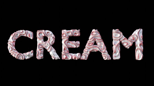 文字“奶油”红色和白色。3 d渲染。图片下载